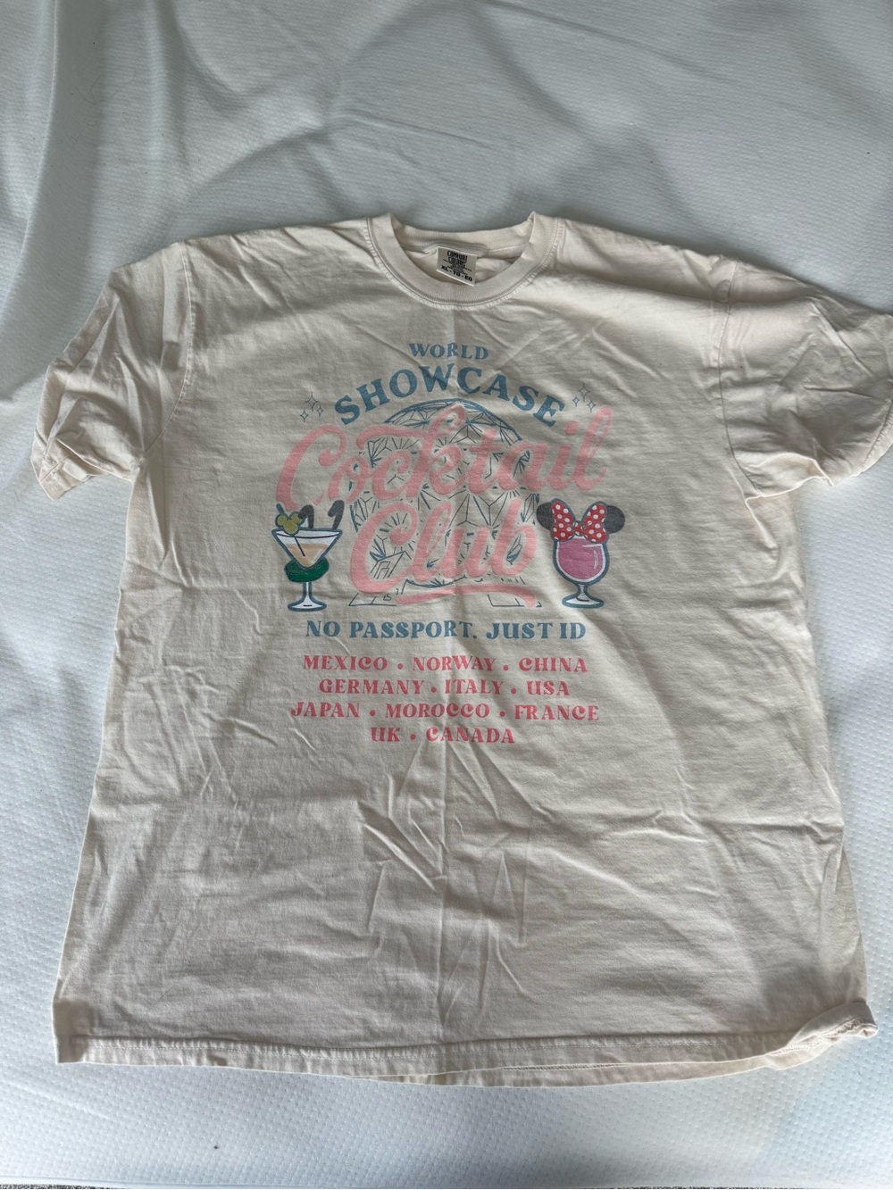 Comfort Colors Cocktail Club Graphic Tee - Cream with Pink & Blue Accents